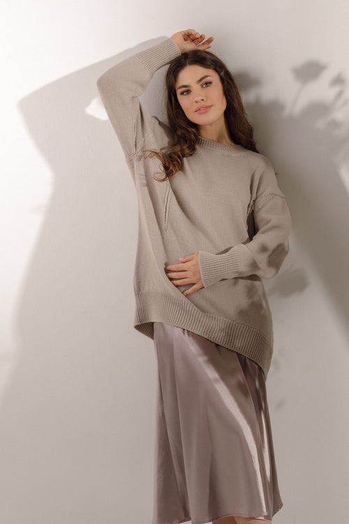 Beige maternity oversized sweater