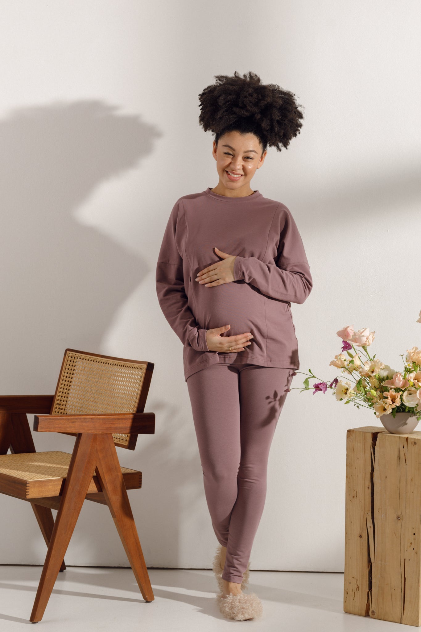 Long-sleeve maternity top Mauve