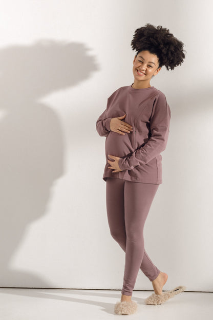 Long-sleeve maternity top Mauve
