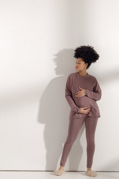 Long-sleeve maternity top Mauve